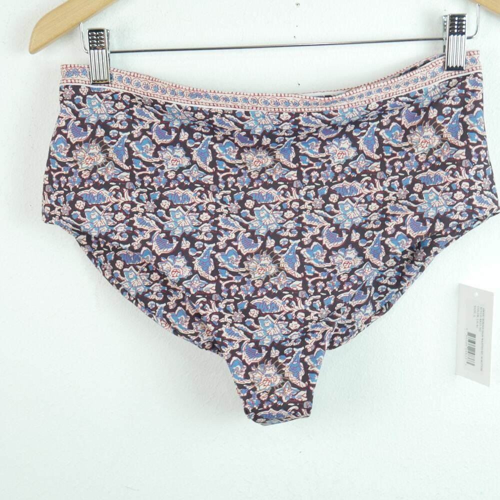 Sea New York Amaki Border High Waist Bikini Bottom Ruched Back Size Large NWT